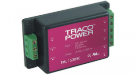TML 20512C, DC power supply 20 W 5 VDC, 12 VDC, 2.8 A 250 mA, Traco Power