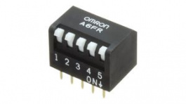 A6FR-7101, Piano DIP Switch Short Lever 7 Positions 2.54mm PCB Pins, Omron