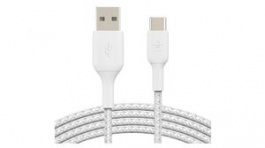 CAB002BT2MWH, Braided Cable USB-A Plug - USB-C Plug 2m White, BELKIN