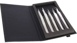 K5HP1.SA, Kit of 5 High Precision Tweezers Stainless Steel, Ideal-Tek