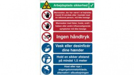 RND 605-00194, COVID-19 Reception, Safety Sign, Danish, 262x371mm, 1pcs, Brady
