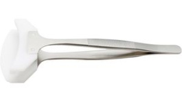 8WNY.SA.1, Wafer Tweezers - Serrated Handles Stainless Steel Stepped Bottom Paddle/Top Lip, Ideal-Tek