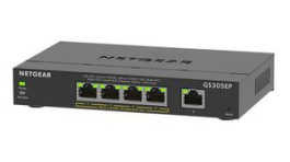 GS305EP-100PES, PoE Switch, Layer 3 Managed, 1Gbps, 63W, RJ45 Ports 5, PoE Ports 4, NETGEAR