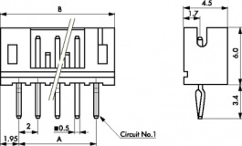 B7B-PH-K-S, Pin header, single-row straight 7-pin 7P, JST