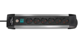 1391005006, Outlet Strip 6 Type K Black Type K 3m, Brennenstuhl