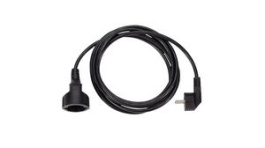 341.186, Extension Cable IP20 PVC CEE 7/7 Plug - DE Type F (CEE 7/3) Socket 5m Black, Bachmann