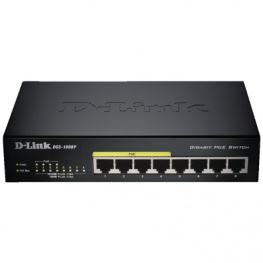 DGS-1008P/E, Switch 8x 10/100/1000 (4x PoE) - Desktop, D-Link