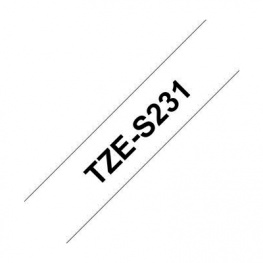 TZE-S231, Label Tape 12 mm Black on White 8 m, Brother