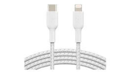CAA004BT1MWH, Braided Cable USB-C Plug - Apple Lightning 1m White, BELKIN
