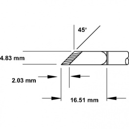 SMTC-1161, Rework Cartridge Knife / 45° / Bevelled / Tinned area lenght, Metcal