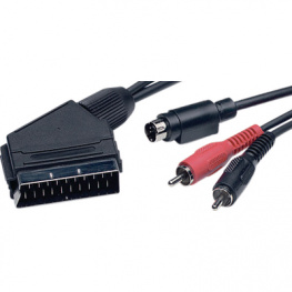 SC18-2M/BK-R, Video cable Scart-Plug S-Video 2x RCA-Plug 2 m, Maxxtro
