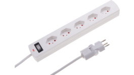 122327, Outlet strip, USB, 5xJ (T13), 2 m, Type 12, white, Max Hauri