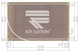 RE437-LF, Laboratory card FR4 Epoxide + chem. Sn, Roth Elektronik