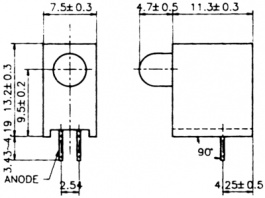 A203B/UY/S530-A3, PCB LED 5 mm round Yellow standard, Everlight