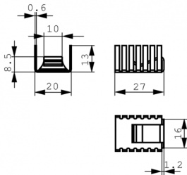 FK 243 MI 247 O, Радиатор: штампованный; U; натуральный; L: 27мм; W: 20мм; H: 13мм, Fischer Elektronik