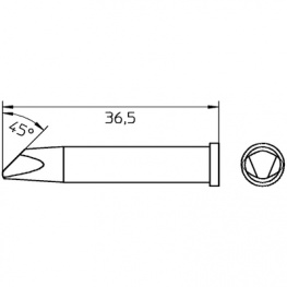 XT D45, Soldering Tip 45° solar, Weller