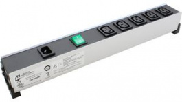 1581H5DP, Multiple Socket Outlet Strip, With Switch, 5 x IEC 320-C13, Black, Hammond