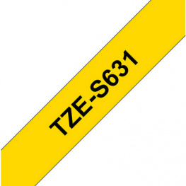 TZE-S631, Label Tape 12 mm Black on Yellow 8 m, Brother