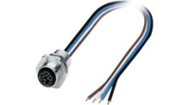 1425632, M12 Front Mounting Panel Socket, 4 Poles, L-Coded, Assembled with Wires, Phoenix Contact