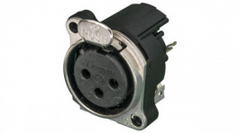 NC3FBV1, XLR Panel-mount female receptacle, 3 Poles B Vertical/PCB Mounting/Separate Grou, Neutrik