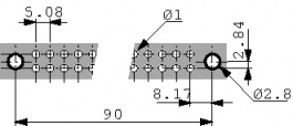 354645, Multipole socket D 32-p DIN 41612, Erni / TE