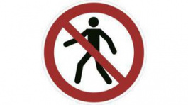 RND 605-00166, No Pedestrians Sign, Prohibition Sign, Round, Black on White/Red, Plastic, 1pcs, RND Lab