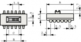 1825010-6, ASE 22-L04 Slide switches On-On 2P, TE Connectivity