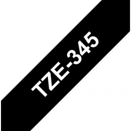 TZE-345, Label Tape 18 mm White on Black 8 m, Brother