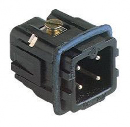 CKM 03 N, CK , 3 poles + earth, male insert, with male contacts, silver plated, ILME