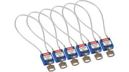 146134 [6 шт], Compact Cable Padlock, Keyed Alike, Blue, Pack of 6 pieces, Brady