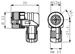 RKCW 5/7, Cable box, M12 5-pin, Lumberg Automation (Belden brand)