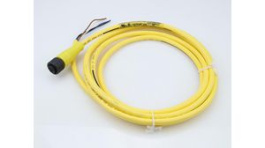 1200651124, Micro-Change (M12) Single-Ended Cordset 4 Poles Female (Straight) to Pigtail 22 AWG Yellow TPE 5m, Molex