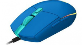 910-005798, Wired Gaming Mouse G203 8000dpi Optical Ambidextrous Blue, Logitech