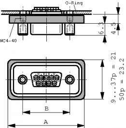 FWDR15P25, D-Sub plug 15P, FCT