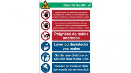 RND 605-00190, COVID-19 Reception, Safety Sign, French, 262x371mm, 1pcs, Brady