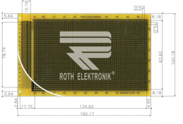 RE201-LFDS, Laboratory card FR4 epoxy heat tin-plated, Roth Elektronik
