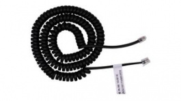 RND 765-00130, Telephone Cable, RJ10 Plug - RJ10 Plug, Coiled, 5m, Black, RND Connect