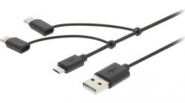 CCGP60620BK10, 3-in-1 Apple Sync Cable 1 m Black, Nedis (HQ)