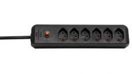 1159462816, Outlet Strip Clever-Line 6x Type J (T13) - Type J (T12) Black 2m, Brennenstuhl