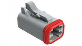 AT06-4S-RD01, Crimp Housing, Receptacle, 2 Rows, 4 Poles, Grey, Amphenol