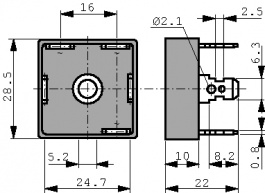 DB35-04, Трехфазный диодный мост; 400В; 35А; Выводы: коннекторы 6,3x0,8мм, Diotec Semiconductor