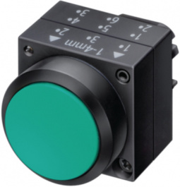 3SB3001-0AA31, Переключатель: кнопочный; 1; 22мм; желтый; IP65; Кнопка: плоская, Siemens