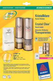 L7780-25, Crystal Clear Labels, 25 sheets/600 labels, diam. 40 mm, Tra, Zweckform