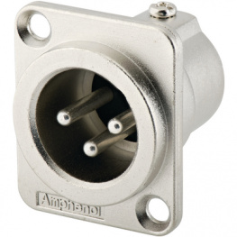 AC3MMDZ, XLR, Receptacle, 3 Poles AC Soldering Connection Nickel - Plated, Amphenol