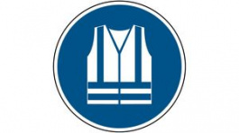 820060, ISO Safety Sign - Wear High Visibility Clothing, Round, White on Blue, Polyester, 1pcs, Brady