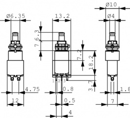 8632A, Push-button Switch on-(on) 1P, APEM