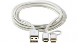 CCTB60610AL10, 2-in-1 Sync and Charge Cable USB A Plug - USB Micro-B Plug/USB C Plug 1m Alumini, Nedis (HQ)