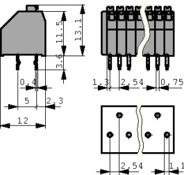 250-1408, Wire-to-board terminal block 0.14...0.5 mm diam. solid 0.2...0.5 mm2 stranded 2., Wago