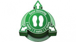 307916, 3D Safety Sign, Social Distance, Square, White on Green, Vinyl, Mandatory Action, Brady