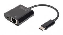 DN-3027, Network USB Adapter USB-C - USB-C/RJ45 Black, DIGITUS